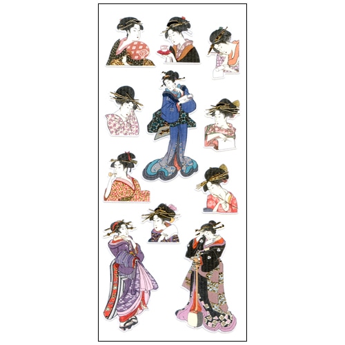 #奥山商会 シール 和風シール  浮世絵美人画 JQ352