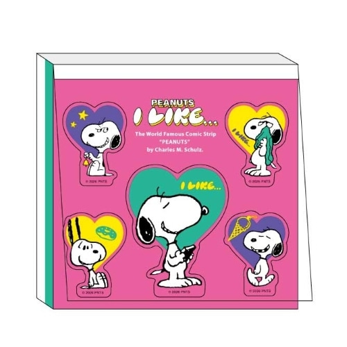 #スクエア(国内販売のみ） メモ帳 PEANUTS･スクエアメモ シール付 ピンク PA26-3