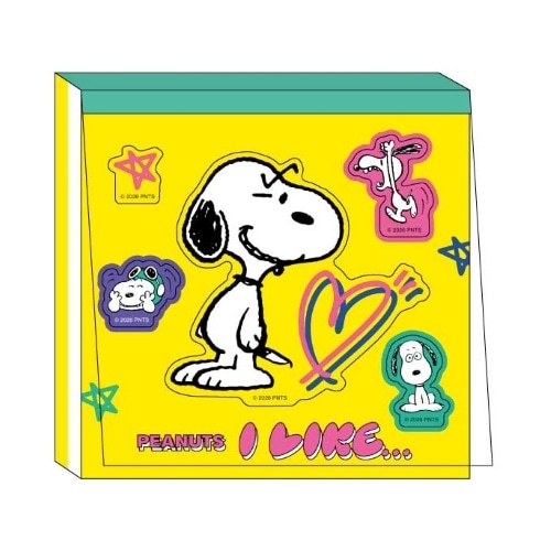 #スクエア(国内販売のみ） メモ帳 PEANUTS･スクエアメモ シール付 黄 PA26-6