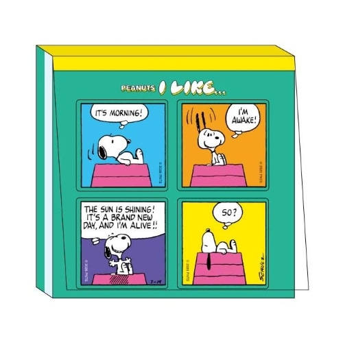 #スクエア(国内販売のみ） メモ帳 PEANUTS･スクエアメモ シール付 緑 PA26-7