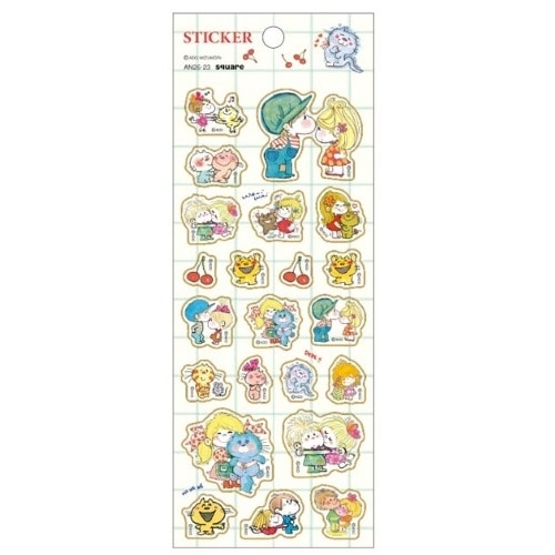 #スクエア(国内販売のみ）  水森亜土 フチドリシール  アイボリー AN26-23