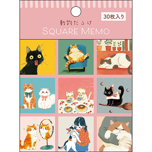 #パインブック メモ帳 ましかくメモ･動物だらけ  ねこ s611011