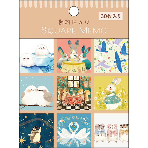 #パインブック メモ帳 ましかくメモ･動物だらけ  小さい動物 s611013