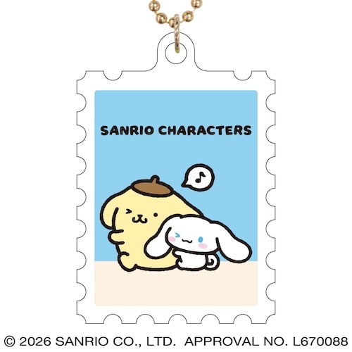 #サザンDSクリエイト(国内販売のみ） 身辺雑貨 サンリオ切手風アクリルキ－チェ－ン  ポムポムプリン･シナモロール 20709