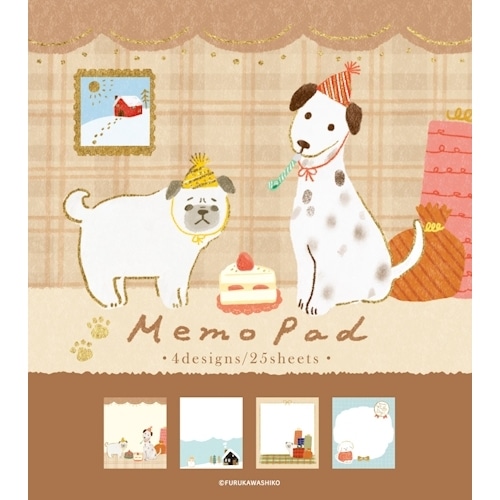 #古川紙工 メモパッド メモパッド  雪景色とわんこ LM361