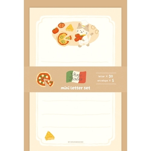 #古川紙工 レター ミニレターセット･イタリア  ピザにゃんこ LT742
