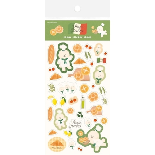 #古川紙工 シール 透明シールシート･イタリア  パンわんこ QS344