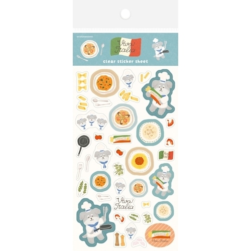 #古川紙工 シール 透明シールシート･イタリア  パスタわんこ QS347