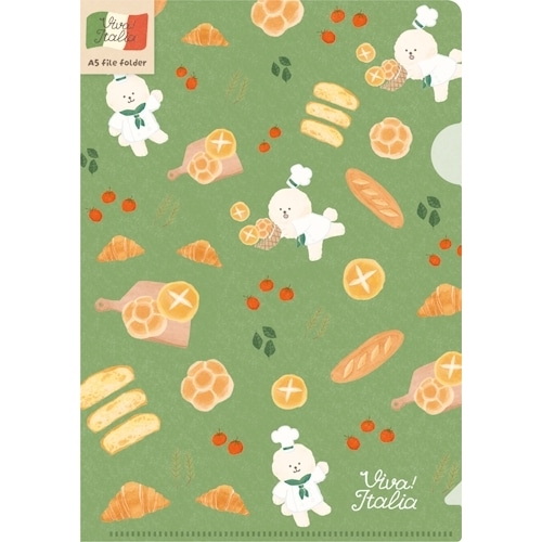 #古川紙工 ファイリング用品. クリアファイル･イタリア A5 パンわんこ QE177