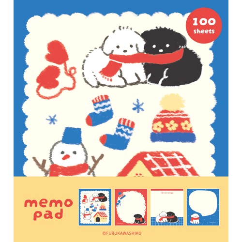 #古川紙工 メモ帳 メモパッド ４design･100Sheet 雪といぬ LM479