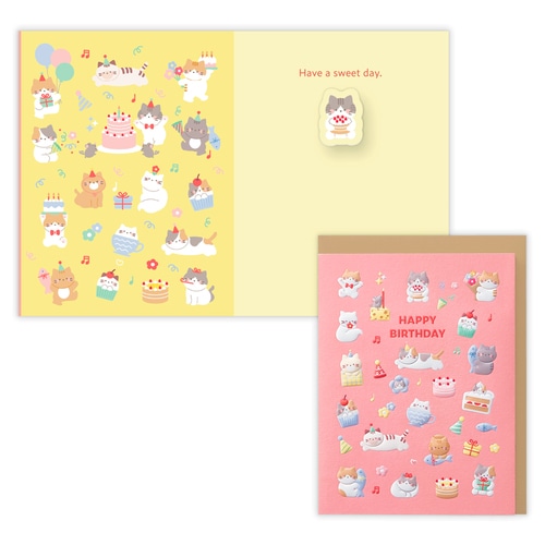 #日本ホールマーク(国内販売のみ） カード 誕生お祝い･バネ･ぷっくりねこ  バネ･ぷっくりねこ 850012