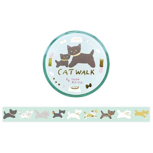 #表現社 マスキングテープ 箔押しマスキングテープ  CAT WALK 21-048