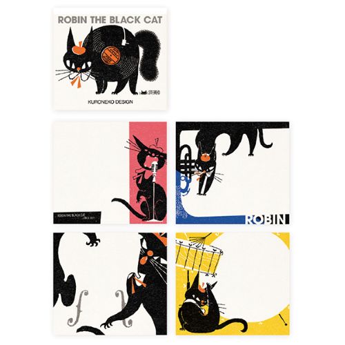 #表現社 メモ帳 黒ねこ意匠ブロックメモ  ROBIN 21-384