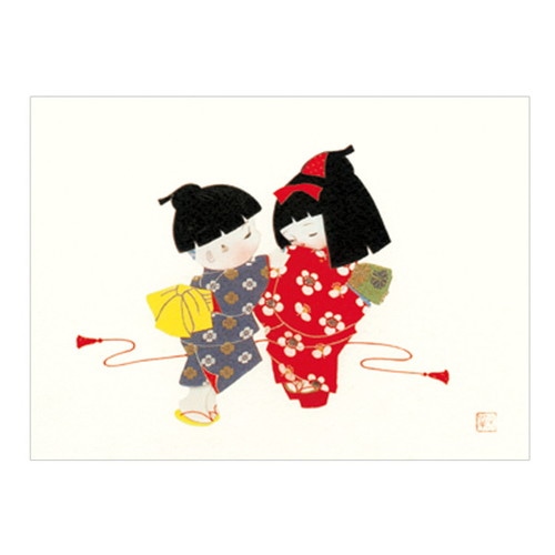 #チキュウグリーティングス カード 和風グリーティングカード  童カード C07-0047