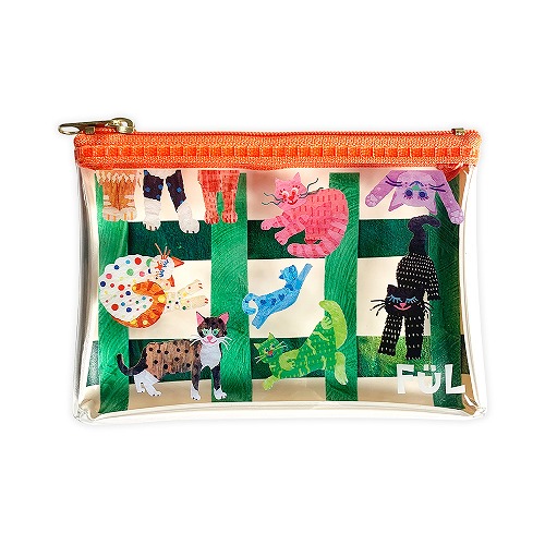 #KITERA 身辺雑貨 ネコラージュケース ファスナー付 チェックgreen F-NC-01