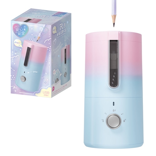 #ソニック 机上用品 全自動削り･トガリターンリルメロ 充電式･芯先調整付 水色ピンク LVH5216-BP