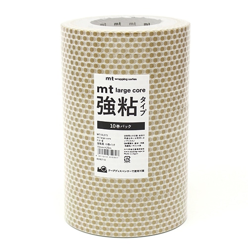 #カモ井加工紙(国内販売のみ） 梱包用品 mt･LargeCore強粘 封緘用･25m×10巻 ドット金･10P MT10L073