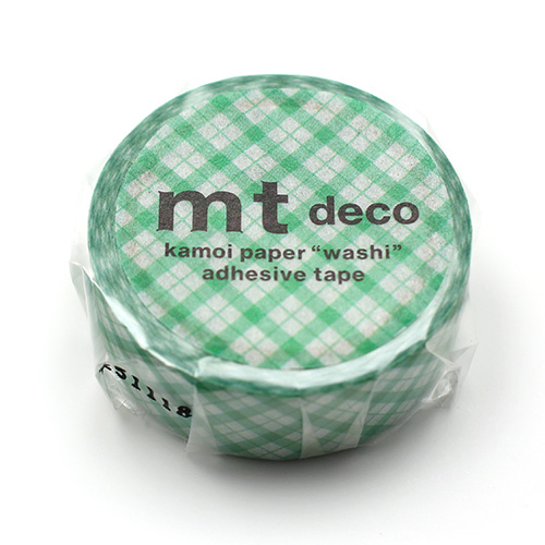 #紀寺商事(国内販売のみ） マスキングテープ マステ細かいギンガムチェック 5m巻 グリーン MT01D602