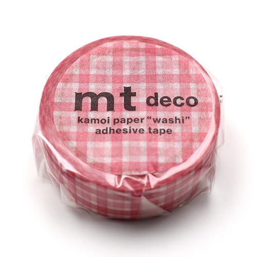#紀寺商事(国内販売のみ） マスキングテープ マステ太幅ギンガムチェック 5m巻 ピンク MT01D603