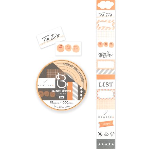 #ビバリー シール ラベラーロールシール･バウム 15design･1000Sheet ログ SL-279