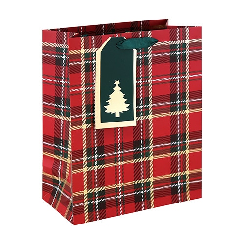 #クオバディス・ジャパン(国内販売のみ） 梱包用品 クリスマスペーパーバッグタータン M レッド cfX-37403-2