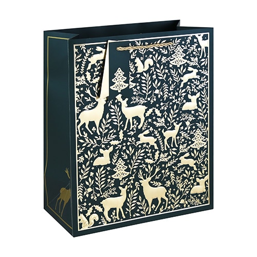 #クオバディス・ジャパン(国内販売のみ） 梱包用品 クリスマスペーパーバッグGウッドランド M グリーン cfX-37448-2