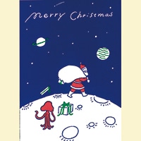 #今野印刷 グリーティングカード Santa on the moon   L19S005