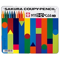 【サクラクレパス】 色鉛筆 クーピーペンシル１８色（缶入り）   FY18