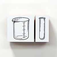 【サンビー】ゴム印 INK BIYORIスタンプ[化学系セット]  ビーカー・フラスコ INK-RS03