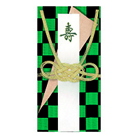 #スピーチバルーン(国内販売のみ) 布製金封 祝布「いはふ」  市松 緑炭 Y-707-05