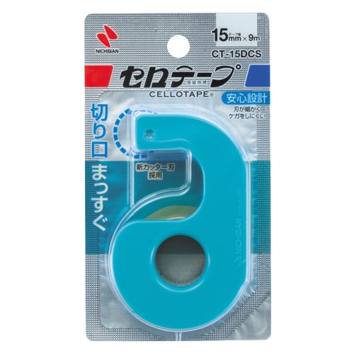【ニチバン】 セロテープ ＣＴ小巻カッター付まっすぐ切れるタイプ 15mm×9m スカイブルー  CT15DCS