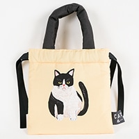 #グリーティングライフ(国内販売のみ） 身辺雑貨 キャットアンドクッション巾着  イエロー SDZ-48