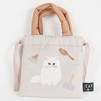 #グリーティングライフ(国内販売のみ） 身辺雑貨 キャットアンドクッション巾着  ベージュ SDZ-49