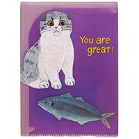 #グリーティングライフ(国内販売のみ） ファイル関連小物 キャットアンドクリアホルダー A5・6ポケット パープル SDZ-53