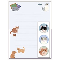 #グリーティングライフ(国内販売のみ） レター キャットアンドレターセット 便箋6枚･封筒3枚･シール3枚 パープル SDS-57