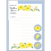 #グリーティングライフ(国内販売のみ） レター フラワーレターセット 便箋6枚･封筒･シール各3枚 イエロー LYS-53