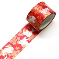 #カミイソ産商 マスキングテープ kimono美　うさぎ桜 25mm×5m巻き  GR-2018