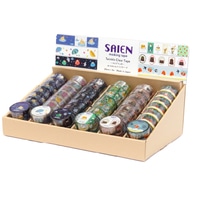 #カミイソ産商(国内販売のみ） クリアテープ SAIEN･クリアテープ什器セット 6種×各8巻入  TR-2063