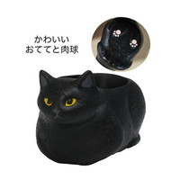 #ケー・イー・アイ ポット リトルレジンポット くつろぎねこ  黒ねこ 4988-BK