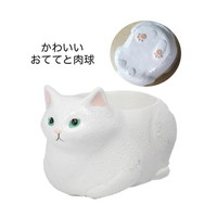 #ケー・イー・アイ ポット リトルレジンポット くつろぎねこ  白ねこ 4988-WH
