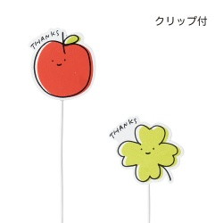 #ケー・イー・アイ フラワーピック 木製プレートピック　りんごとクローバー  2種×各6本 5296S