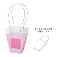 #ケー・イー・アイ フラワーギフトバッグ PPギフトバッグ　L  ピンクストライプ 5421-A-PK