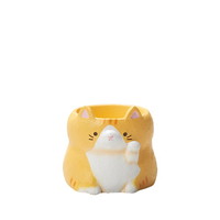 #ケー・イー・アイ ポット リトルレジンポット まねきいえねこ  アメショ・オレンジ 5476