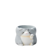 #ケー・イー・アイ ポット リトルレジンポット まねきいえねこ  スコティッシュ・グレー 5479