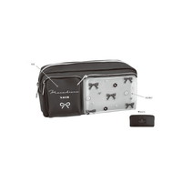 #クーリア ペンポーチ Ｗクリアポケットペンポーチ　  モノクロームノワール 03112