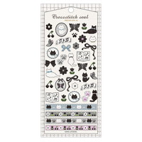 #カミオジャパン ステッカー クロスステッチシール  猫とリボン 230521