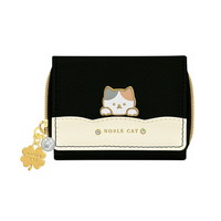 #クラックス 身辺雑貨 三ツ折り財布  プレートネコ･ブラック 133982