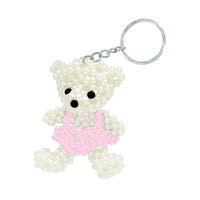 #クラックス 身辺雑貨 ビーズアニマルキーホルダー  クマ／ピンク 135561