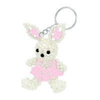#クラックス 身辺雑貨 ビーズアニマルキーホルダー  ウサギ／ピンク 135563