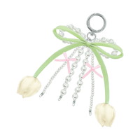 #クラックス 身辺雑貨 チューリップーリボンキーホルダー  ホワイト 135570